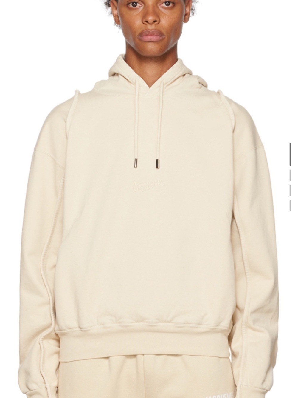 Jacquemus Cream Pullover Hoodie with Drawstring